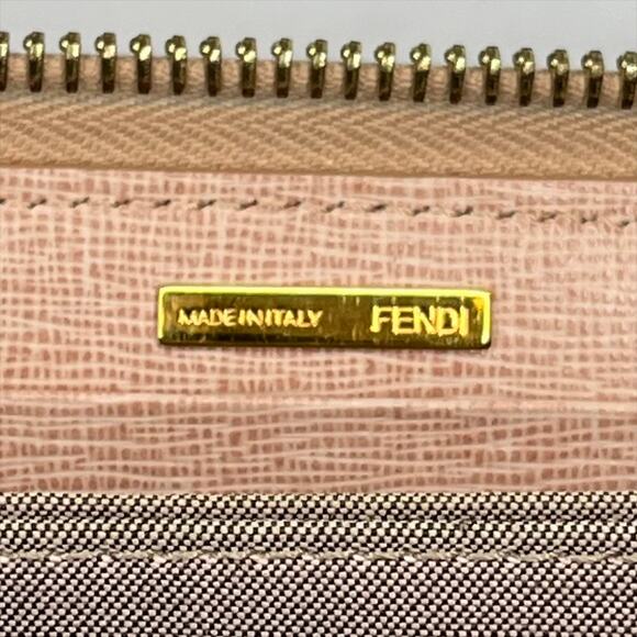 Fendi Zip Around Leather Wallet in Dusty Rose Beige and Gold Tone - Picture 10 of 14